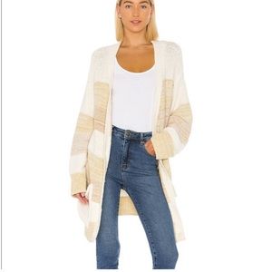 Free People Southport Beach Striped Cotton-Blend Grains Combo Cardigan Pockets